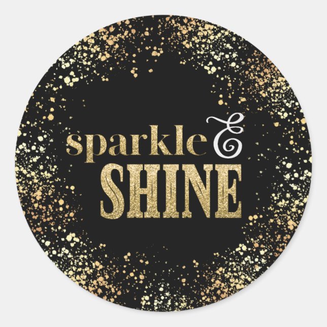 Sparkle Shine Gold Typografie Confetti Holiday Runder Aufkleber (Vorderseite)
