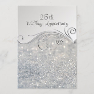 Sparkle Silver 25. Wedding Jubiläum-ver2 Einladung