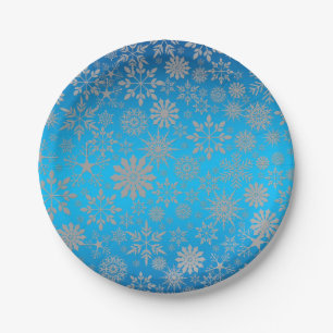 Sparkle Silver Weihnachtsschneeflocke Pappteller