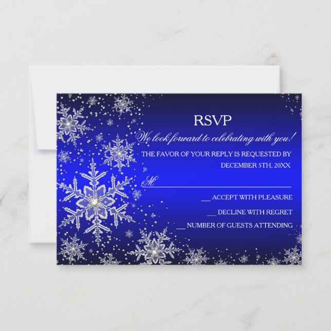 Sparkle Snowflake Blue Christmas Party UAWG RSVP Karte (Vorderseite)