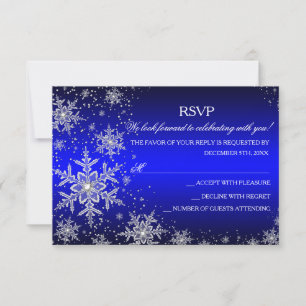 Sparkle Snowflake Blue Christmas Party UAWG RSVP Karte