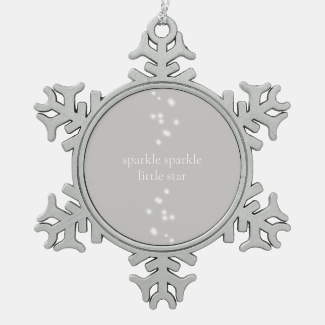 Sparkle Sparkle Little Star Silver Grau Starlight Schneeflocken Zinn-Ornament (Vorderseite)