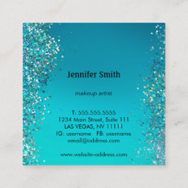Sparkle Splashes Blue Beauty Stylist Makeup Artist Quadratische Visitenkarte
