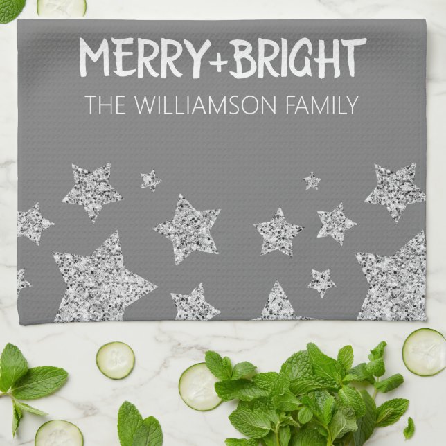 Sparkle Star Frory leuchtend silbergrau Geschirrtuch (Gefaltet)