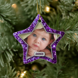 Sparkle-Stern-Lila/Silber-Foto Keramik Ornament