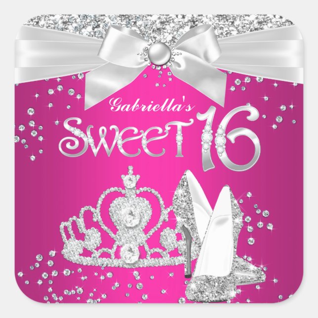 Sparkle Tiara Heelses Sweet 16 Sticker (Vorderseite)