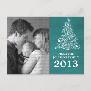 Sparkle Tree Chalkboard Foto Postkarte, Aquamarin Postkarte