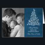 Sparkle Tree Chalkboard Holiday Card, Blue<br><div class="desc">Trendy and stylish Sparkle Tree Chalkboard Photo Greeting Card in royal blue featuring a chalkboard look background and an elegant Christmas tree. This chic card is perfect for sending holiday wishes to friends and family. Customize with your own family photo and the personalized greeting of your choice. Click "Customize It"...</div>