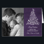 Sparkle Tree Chalkboard Holiday Card, Purple<br><div class="desc">Trendy and stylish Sparkle Tree Chalkboard Photo Greeting Card in purple featuring a chalkboard look background and an elegant Christmas tree. This chic card is perfect for sending holiday wishes to friends and family. Customize with your own family photo and the personalized greeting of your choice. Click "Customize It" to...</div>