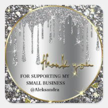 Sparkle Tropfen Dank silber goldfarben Aufkleber