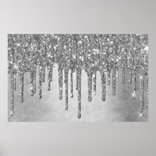 Sparkle-Tropfen | Platinum Silver Metallic Ice Poster (Vorne)