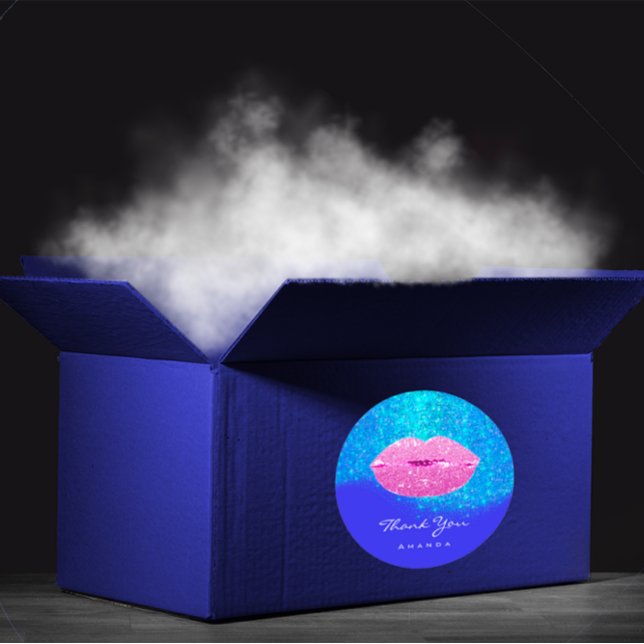 Sparkle und Celebrate mit Sweet 16. Bridal Pink Runder Aufkleber (Thank Name Sweet16th Bridal Pink Blue.Glitter Lips Classic Round Sticker)