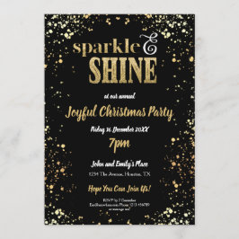 Sparkle und Shine Gold Black Christmas Party Einladung