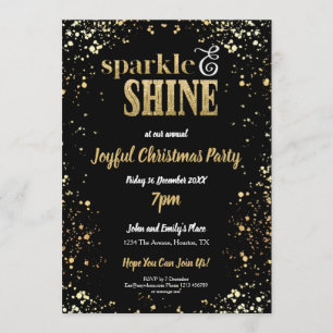 Sparkle und Shine Gold Black Christmas Party Einladung