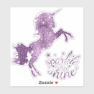 Sparkle und Shine Unicorn - Lila Aufkleber