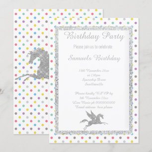 Sparkle Unicorn Pastel Spot Muster Geburtstag Einladung