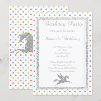 Sparkle Unicorn Pastel Spot Muster Geburtstag Einladung