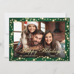 Sparkle Weihnachtslicht Rustikales FOTO Gruß Feiertagskarte