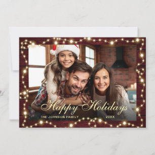 Sparkle Weihnachtslicht Rustikales FOTO Gruß Feiertagskarte