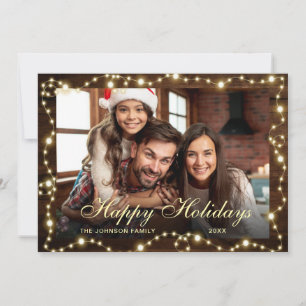 Sparkle Weihnachtslicht Rustikales FOTO Gruß Feiertagskarte
