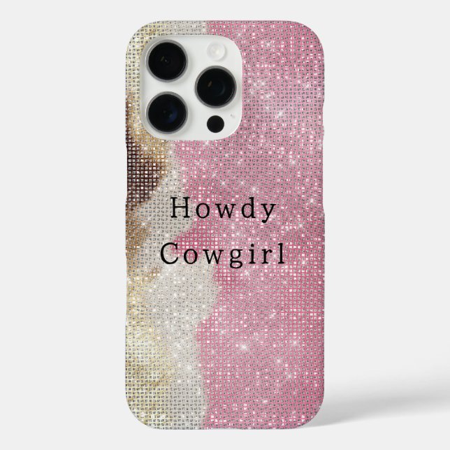 Sparkle Western Rosa Creme Gold Cowgirl Cowhide Case-Mate iPhone Hülle (Rückseite)