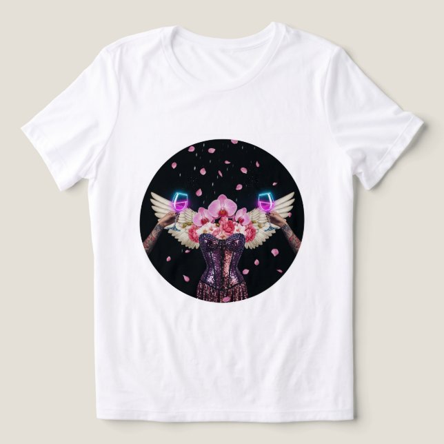 Sparkle Wings & Wine T-Shirt ✨ 🥂 Tri-Blend Shirt (Design Vorderseite)
