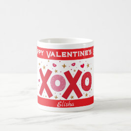 Sparkle XOXO Liebe Typografie Herzensstars auf Wei Kaffeetasse