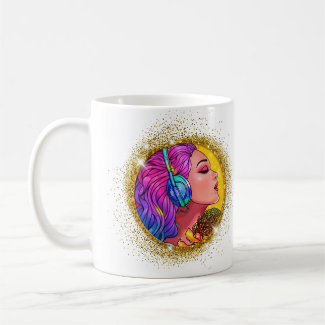 Sparkled Gold Singing Girl Geschenk Kaffee Tasse 1 (Links)
