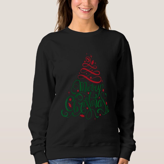 Sparklenation Frohe Weihnachtsbaum Bling Sweatshirt (Vorderseite)