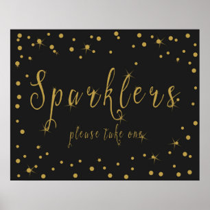 Sparkler bitte ein Zeichen in Gold und Schwarz neh Poster