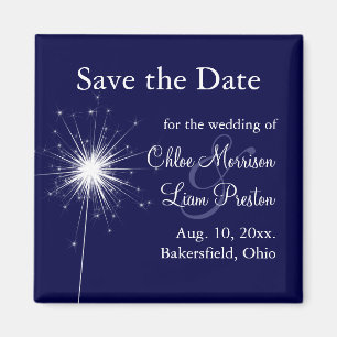 Sparkler, der Save the Date im Blau Wedding ist Magnet