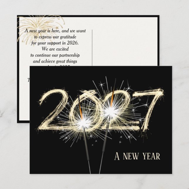 Sparkler für Geschäftsjahre 2026 Postkarte (Vorne/Hinten)