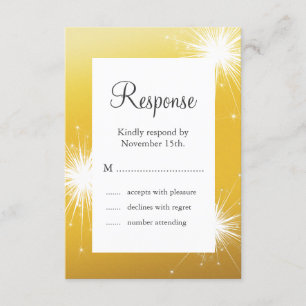 Sparkler Gold Wedding RSVP Karte