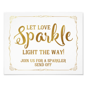 Sparkler-Hochzeitsschild Gold Fotodruck