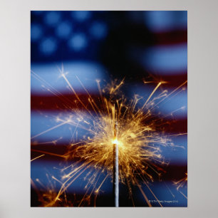 Sparkler mit amerikanischer Flagge Poster