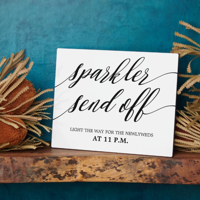 Sparkler send off sign Tabletop Plaque with Easel Fotoplatte (Seite)