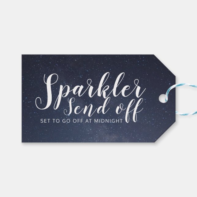 Sparkler Send Off Tags Geschenkanhänger (Vorderseite (Horizontal))