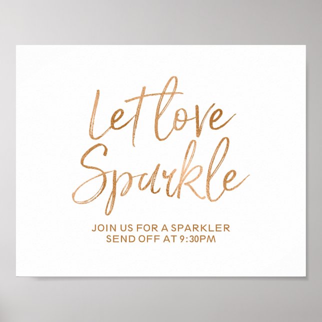 Sparkler senden 8x10 Rose Gold Wedding Sign ab Poster (Vorne)