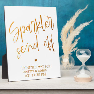 Sparkler senden das Zeichen Gold Tabletop Plaque a Fotoplatte