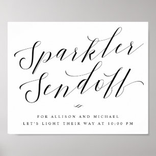Sparkler Sendoff Elegantes Zeichen für Hochzeiten Poster