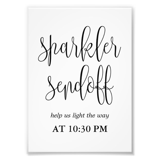 Sparkler Sendoff-Zeichen Wählen Sie Ihre Größe aus Fotodruck (Vorne)