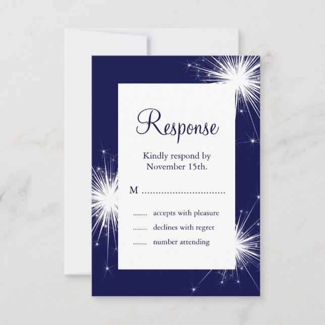 Sparkler Wedding RSVP (blau) (Vorderseite)