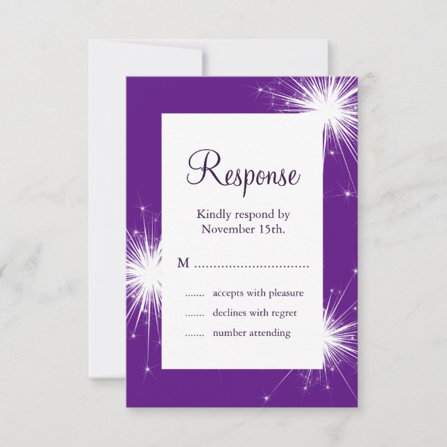 Sparkler Wedding RSVP (lila) (Vorderseite)