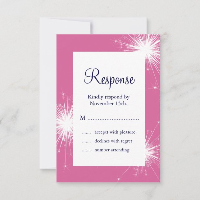 Sparkler Wedding RSVP (rosa) (Vorderseite)
