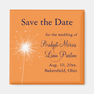 Sparkler Wedding Save the Date (orange) Magnet