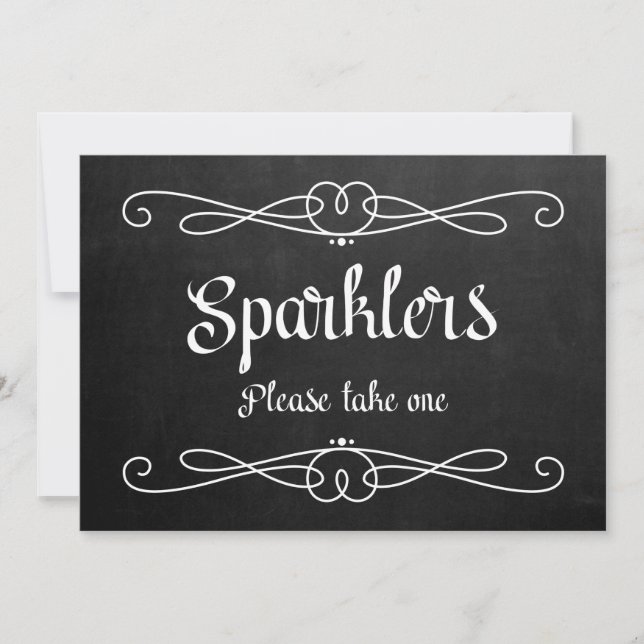 "Sparklers" Chalkboard-Hochzeitssymbol Einladung (Vorderseite)