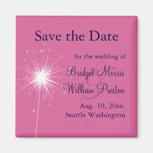 Sparklers, die Save the Date Magneten (Rosa, Magnet