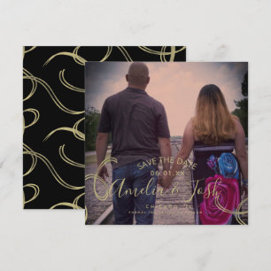 Sparklerschrift Save-the-Date-Foto Falsche Spirale Karte