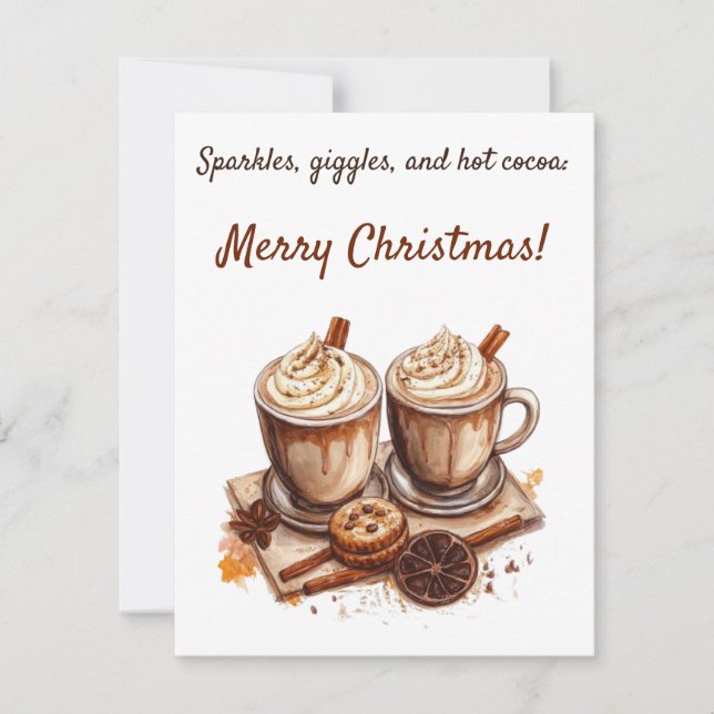 Sparkles, Giggles, and Hot Cocoa: Merry Christmas Einladung (Vorderseite)