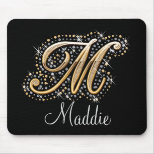 Sparkles & Glitter Diamanten Monogramm Mauspad